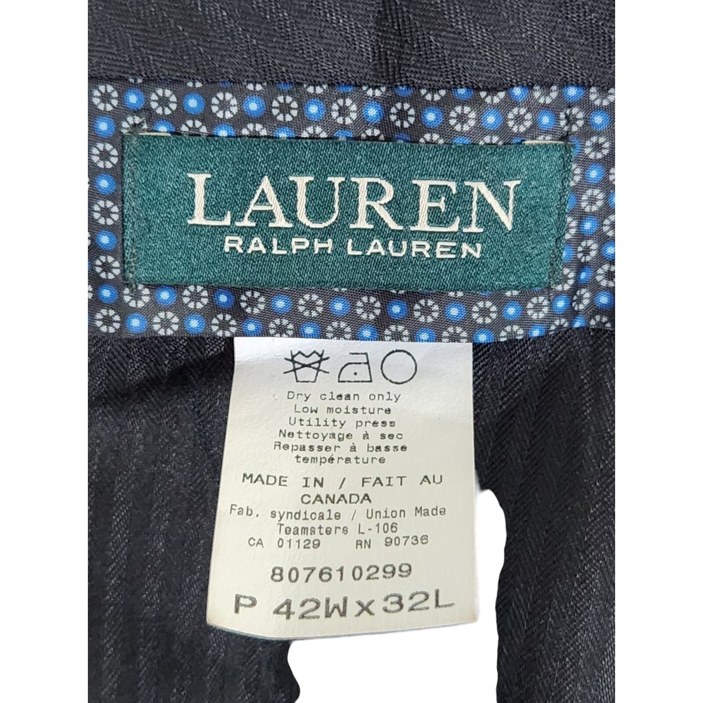Ralph Lauren Wool Dress Pants Men's Size 42x32* Black Total Comfort Flat Front - Picture 3 of 11